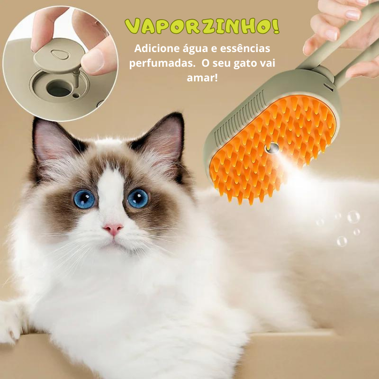 Escova 3 em 1: Desembaraço, Limpeza e Frescor para Seu Gato! – Pet Shop Inteligente