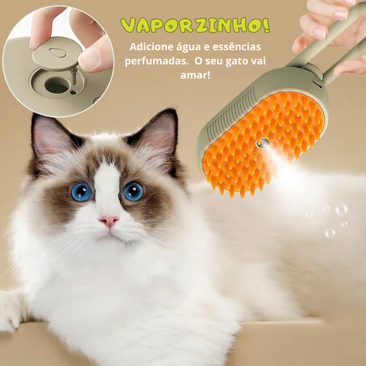 Escova para Gatos com Spray de Vapor 3 em 1