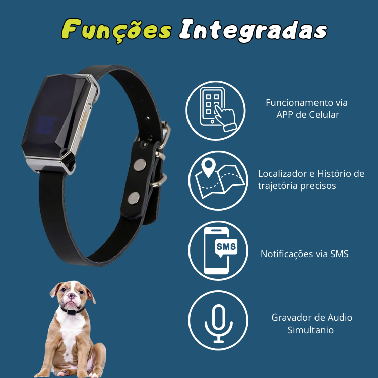 Coleira GPS de Rastreio e Monitoramento para Pets