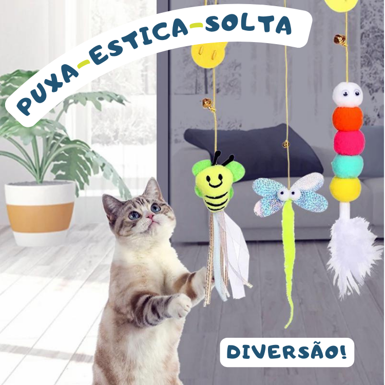 Conjunto de Brinquedos Puxa-Estica-Solta para Gatos (5 Peças)