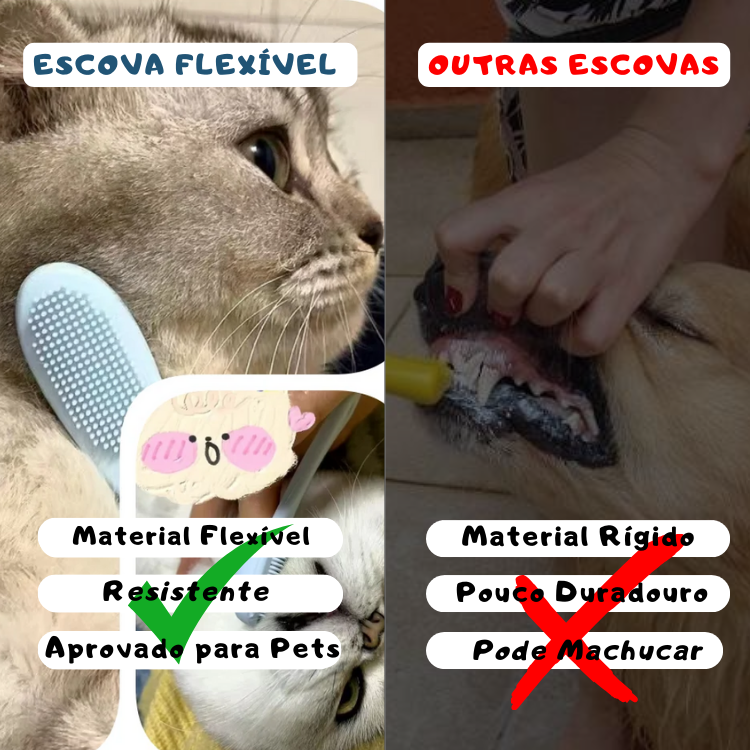 Escova Flexível de Silicone para Gatos